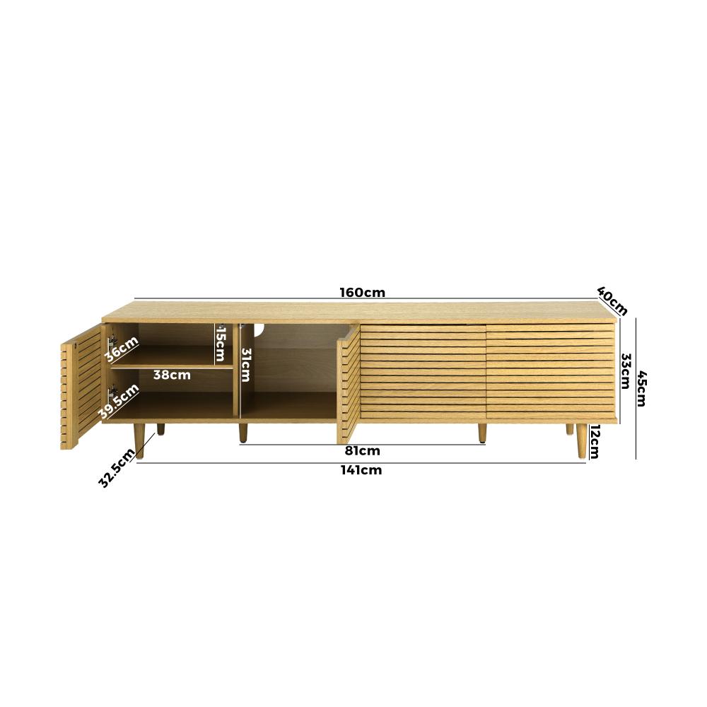 Oikiture TV Cabinet Entertainment Unit Stand Storage Unique Door Furniture 160CM-Entertainment Unit-PEROZ Accessories