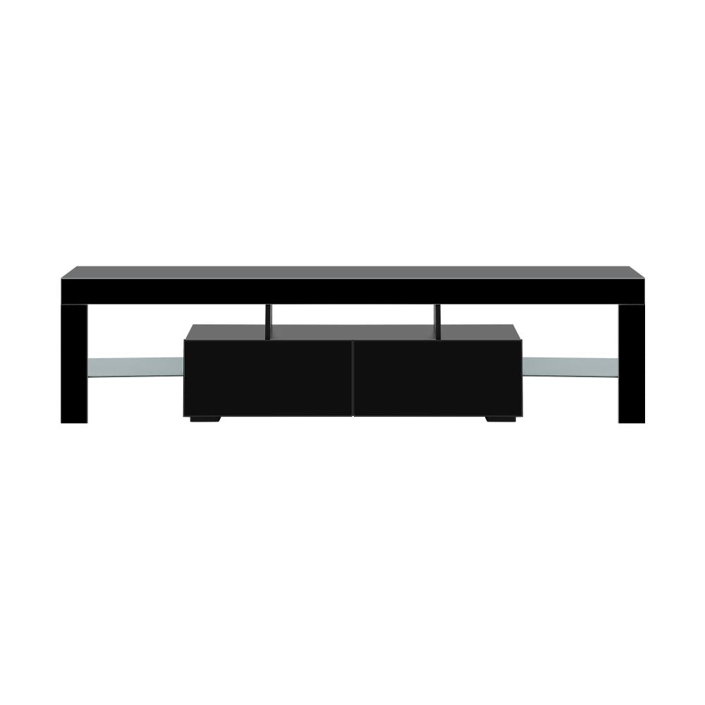 Oikiture TV Cabinet Entertainment Unit Stand LED RGB Gloss Furniture Black 180CM-Entertainment Unit-PEROZ Accessories