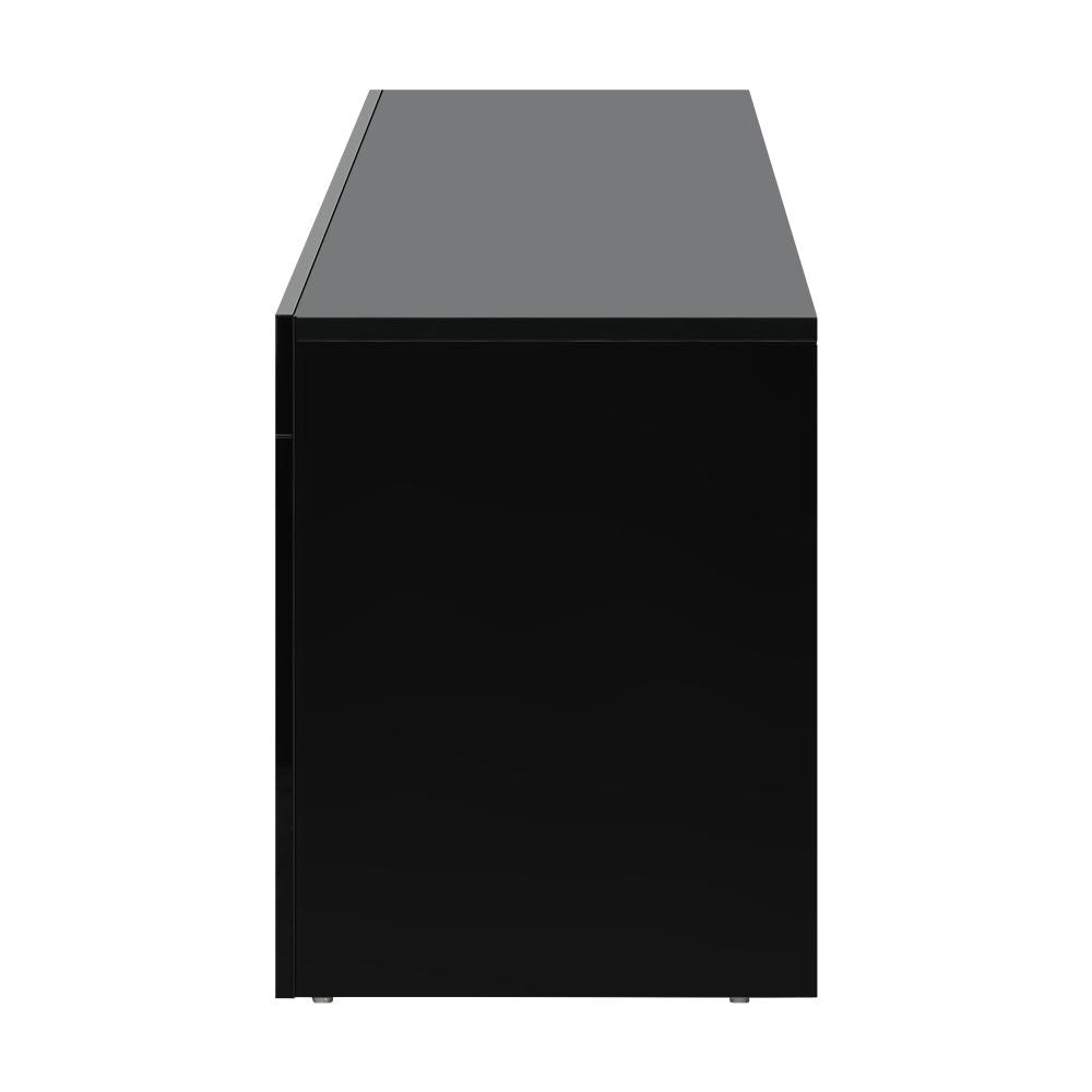 Oikiture TV Cabinet Entertainment Unit Stand LED RGB Gloss Furniture Black 180CM-Entertainment Unit-PEROZ Accessories