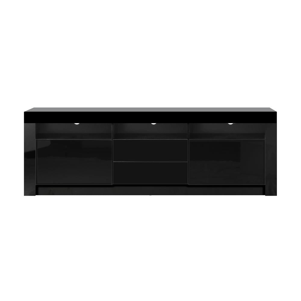 Oikiture TV Cabinet Entertainment Unit Stand RGB LED Gloss Furniture Black 180CM-Entertainment Unit-PEROZ Accessories