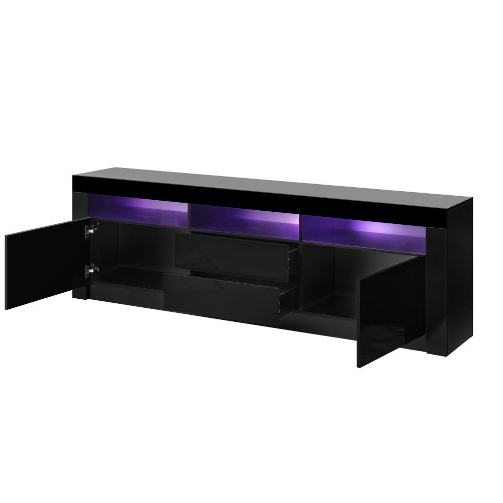 Oikiture TV Cabinet Entertainment Unit Stand RGB LED Gloss Furniture Black 180CM-Entertainment Unit-PEROZ Accessories