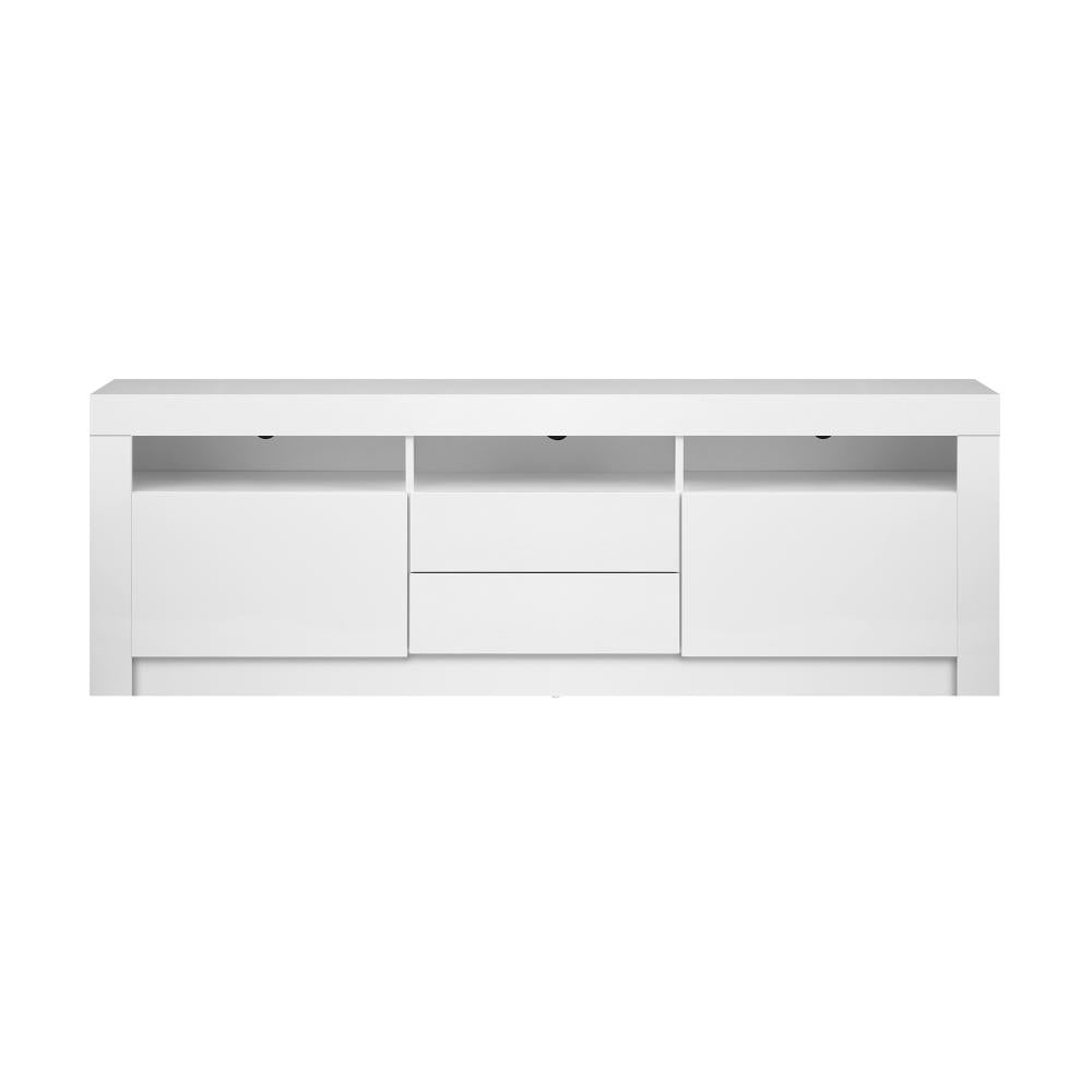 Oikiture TV Cabinet Entertainment Unit Stand RGB LED Gloss Furniture White 180CM-Entertainment Unit-PEROZ Accessories