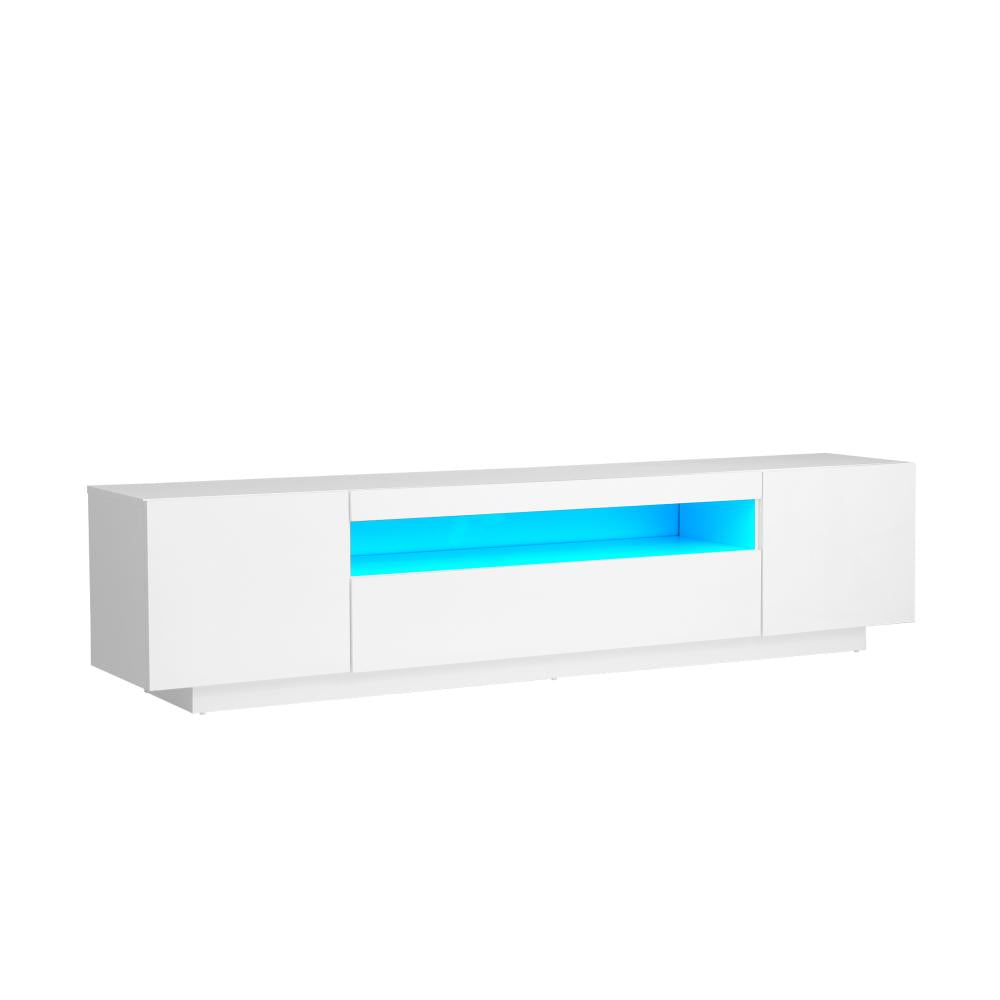Oikiture TV Cabinet Entertainment Unit Stand Gloss RGB LED Furniture White 180CM-Entertainment Unit-PEROZ Accessories