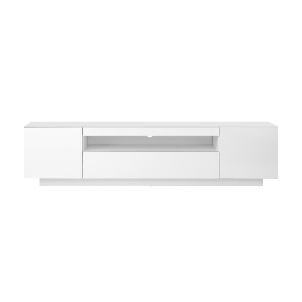 Oikiture TV Cabinet Entertainment Unit Stand Gloss RGB LED Furniture White 180CM-Entertainment Unit-PEROZ Accessories
