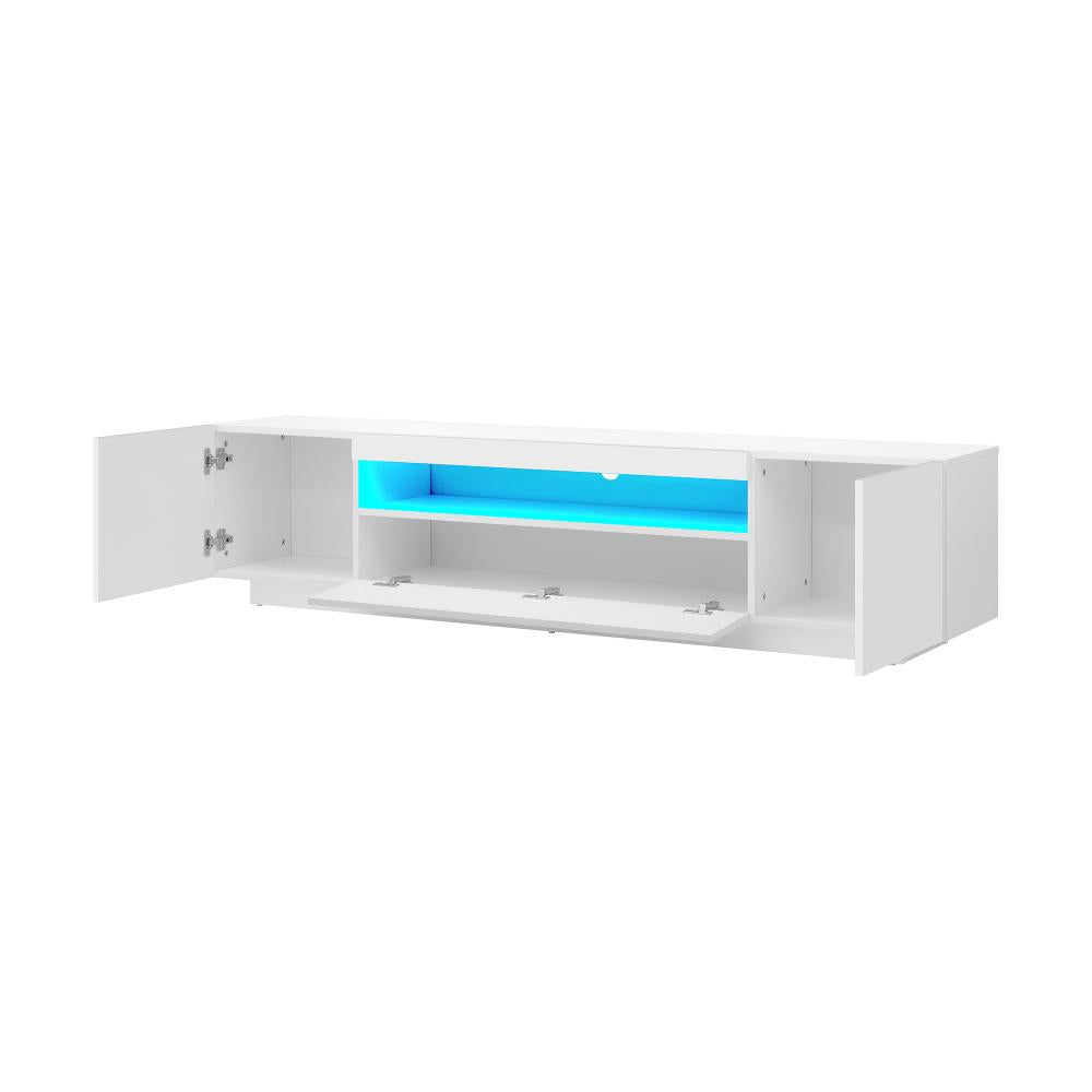 Oikiture TV Cabinet Entertainment Unit Stand Gloss RGB LED Furniture White 180CM-Entertainment Unit-PEROZ Accessories