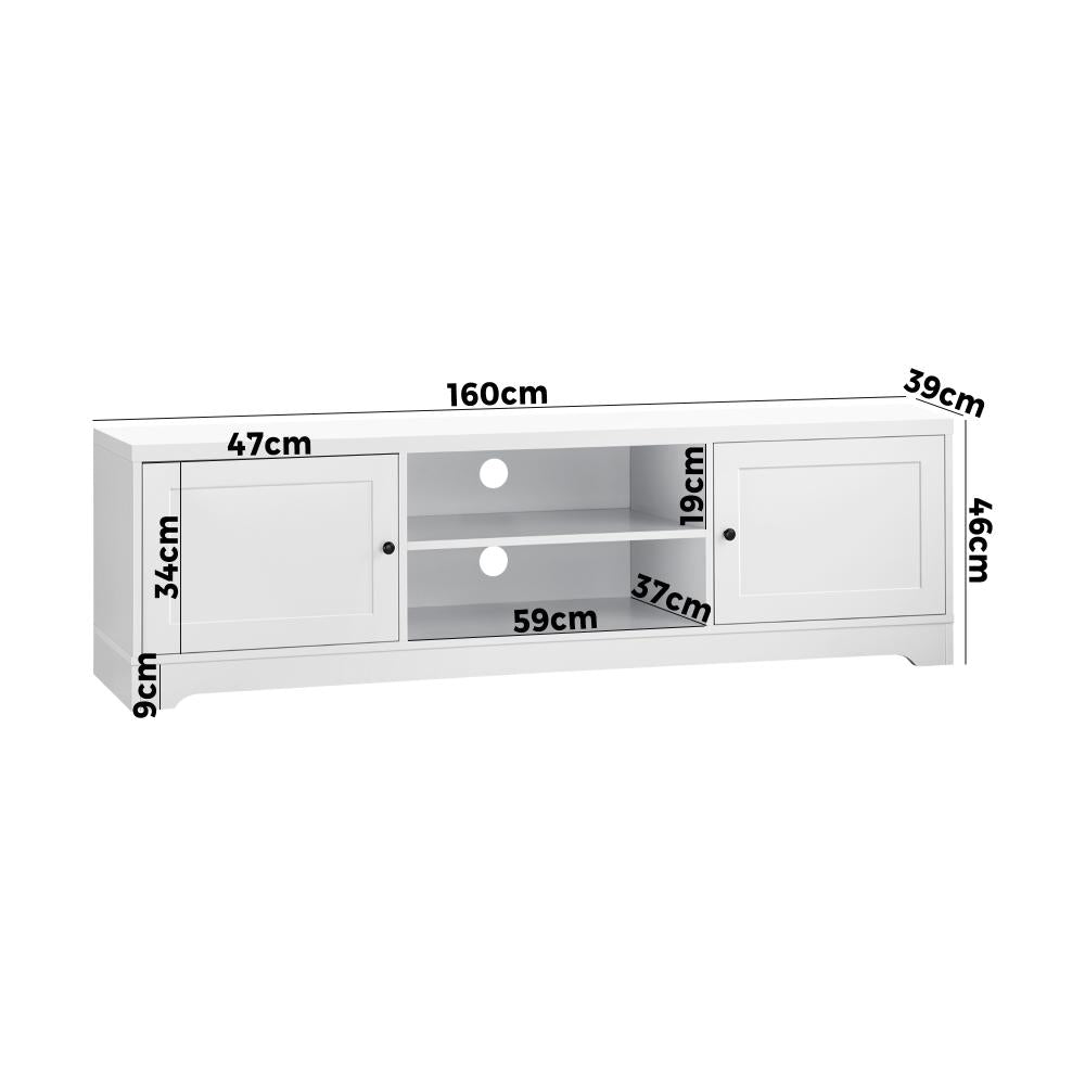 Oikiture TV Cabinet Entertainment Unit Stand Storage Hamptons Furniture 160CM-Entertainment Unit-PEROZ Accessories