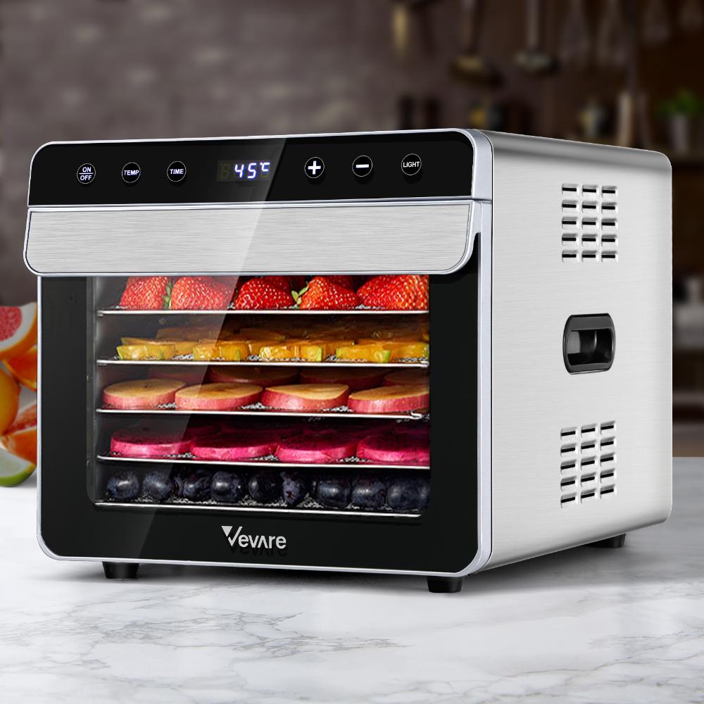 Vevare Food Dehydrators Stainless Steel Jerky Dehydrator Fruit Dryer 6 Trays-Food Dehydrator-PEROZ Accessories