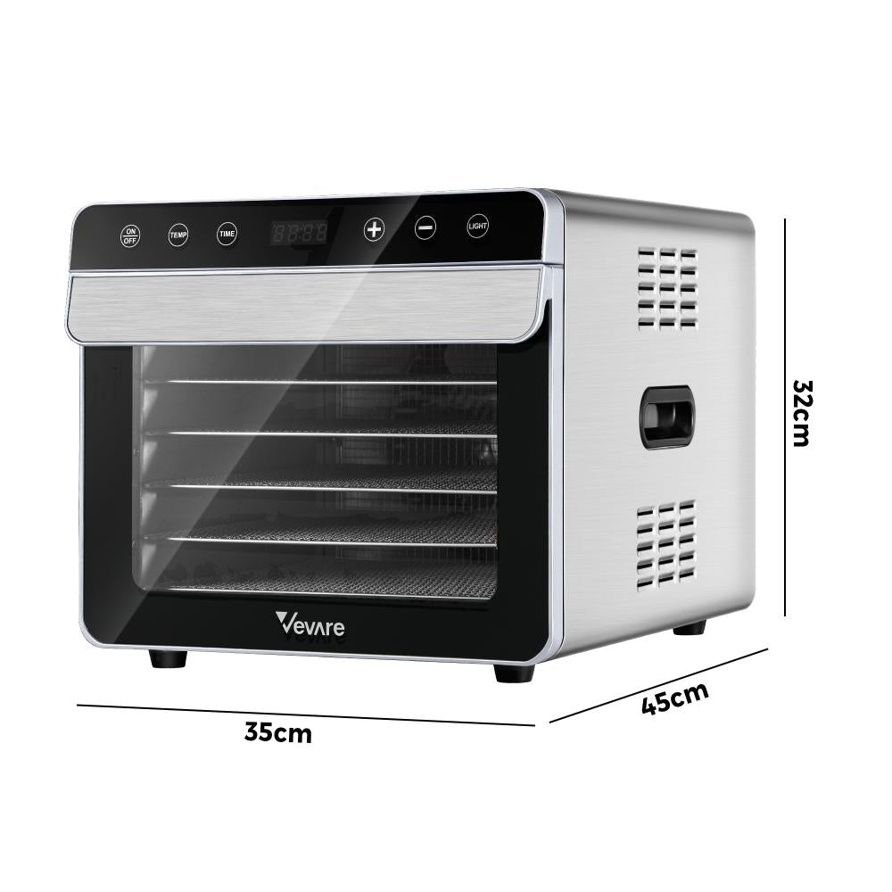 Vevare Food Dehydrators Stainless Steel Jerky Dehydrator Fruit Dryer 6 Trays-Food Dehydrator-PEROZ Accessories