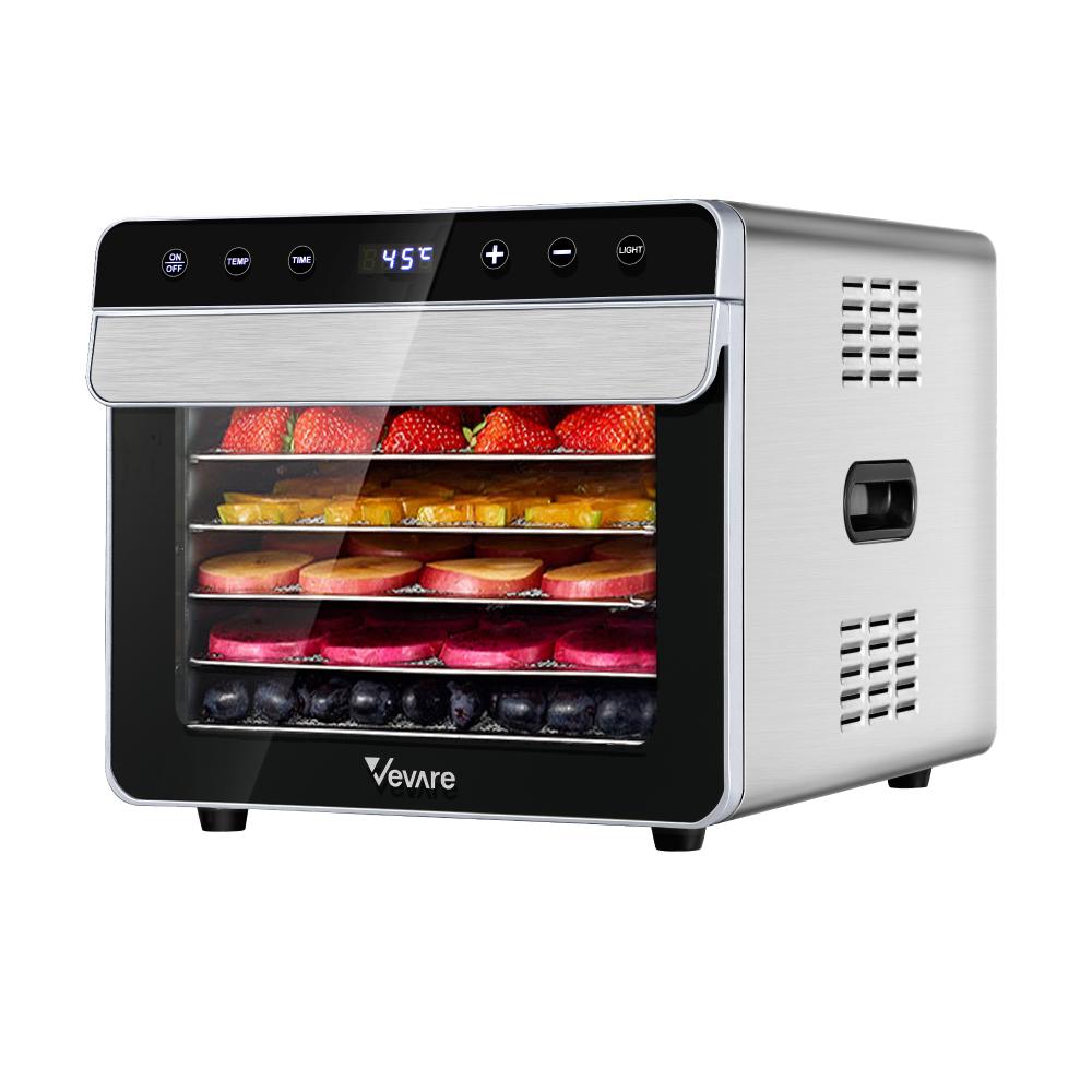 Vevare Food Dehydrators Stainless Steel Jerky Dehydrator Fruit Dryer 6 Trays-Food Dehydrator-PEROZ Accessories