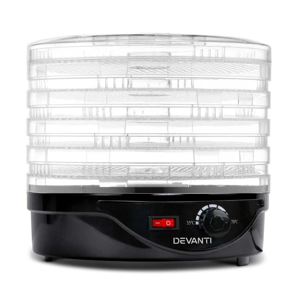 Devanti 5 Trays Food Dehydrator Fruit Dehydrators Pet Beef Jerky Dryer Black-Appliances > Kitchen Appliances-PEROZ Accessories