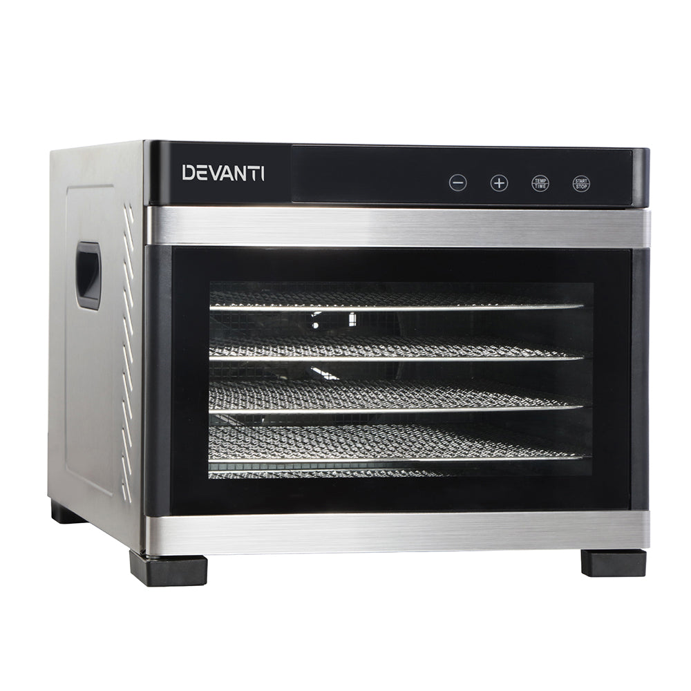 DEVANTi 6 Trays Commercial Food Dehydrator Stainless Steel Fruit Dryer-Appliances &gt; Kitchen Appliances-PEROZ Accessories