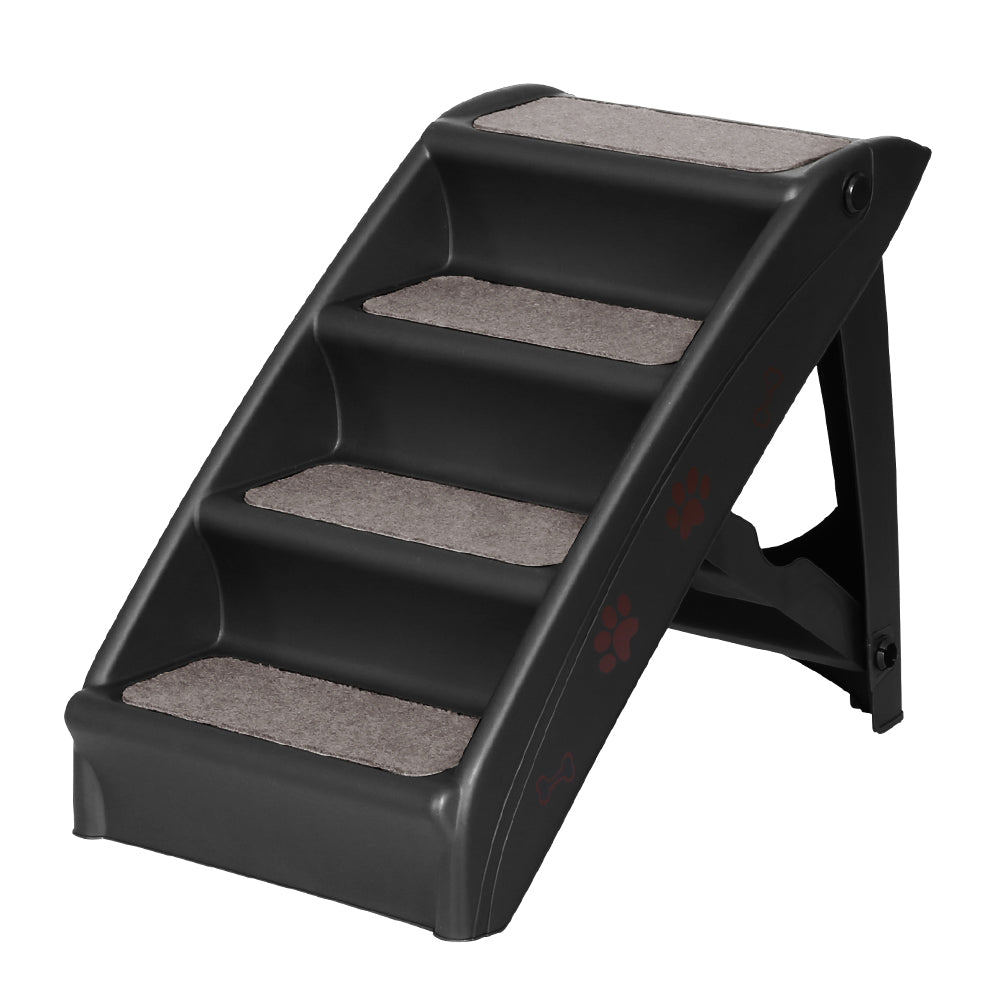 i.Pet Dog Ramp Steps For Bed Sofa Car Pet Stairs Ladder Portable Foldable Black-Pet Care > Dog Supplies-PEROZ Accessories