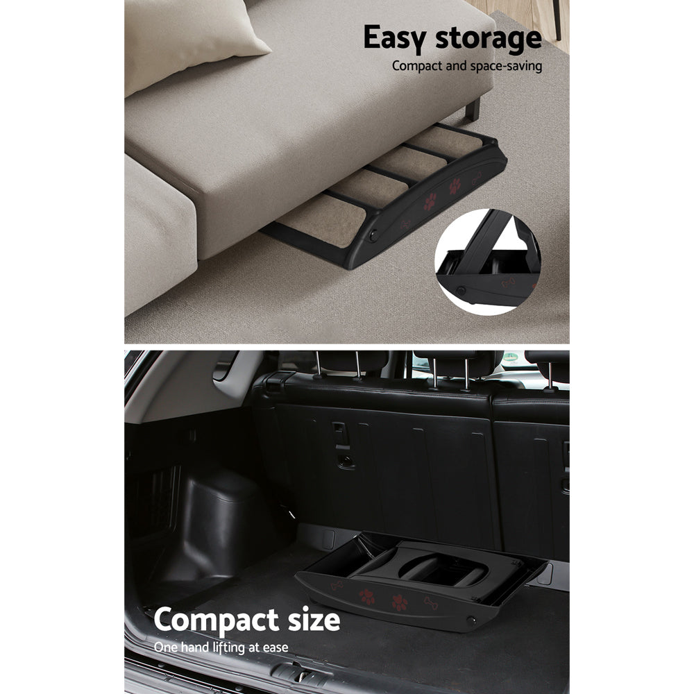 i.Pet Dog Ramp Steps For Bed Sofa Car Pet Stairs Ladder Portable Foldable Black-Pet Care > Dog Supplies-PEROZ Accessories