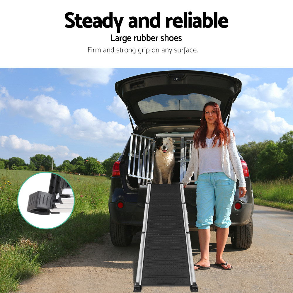 i.Pet Dog Ramp Pet Stairs Steps Car SUV Foldable Portable Ladder Adjustable-Pet Care > Dog Supplies-PEROZ Accessories
