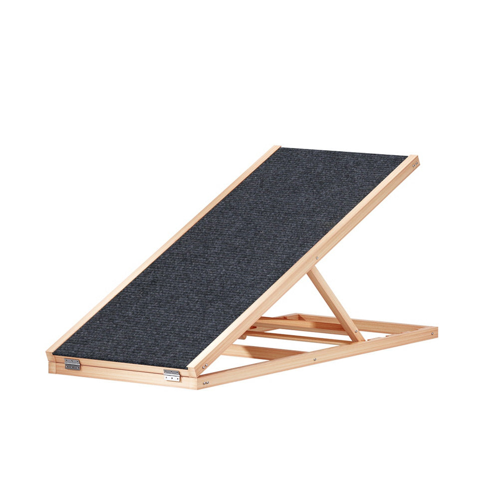 i.Pet Dog Ramp 100cm Adjustable Height Wooden Steps Stairs For Bed Sofa Car Foldable-Pet Care > Dog Supplies-PEROZ Accessories