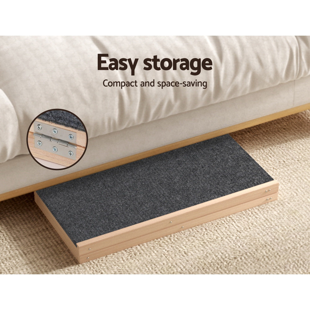 i.Pet Dog Ramp 70cm Adjustable Height Wooden Steps Stairs For Bed Sofa Car Foldable-Pet Care > Dog Supplies-PEROZ Accessories