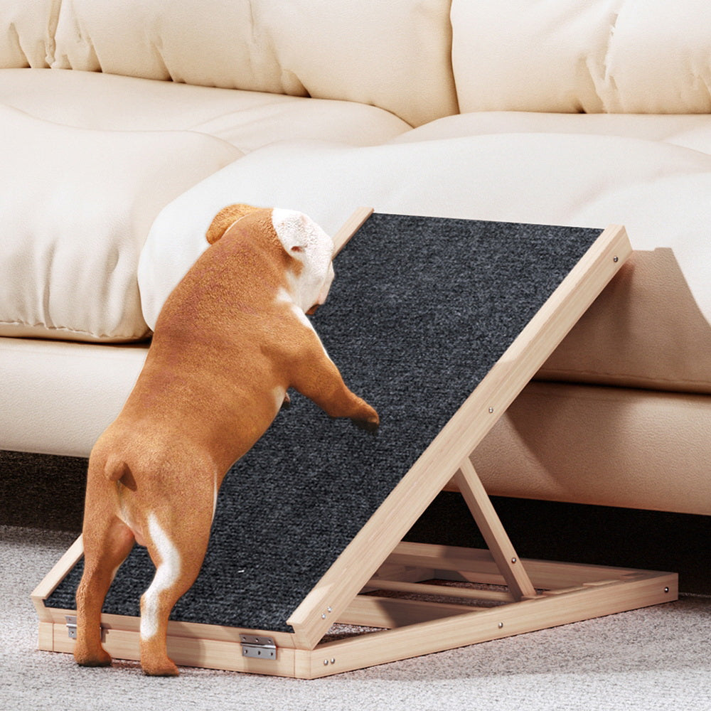 i.Pet Dog Ramp 70cm Adjustable Height Wooden Steps Stairs For Bed Sofa Car Foldable-Pet Care > Dog Supplies-PEROZ Accessories