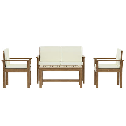 Gardeon Outdoor Sofa Set 4-Seater Acacia Wood Lounge Setting Table Chairs-Furniture &gt; Outdoor-PEROZ Accessories