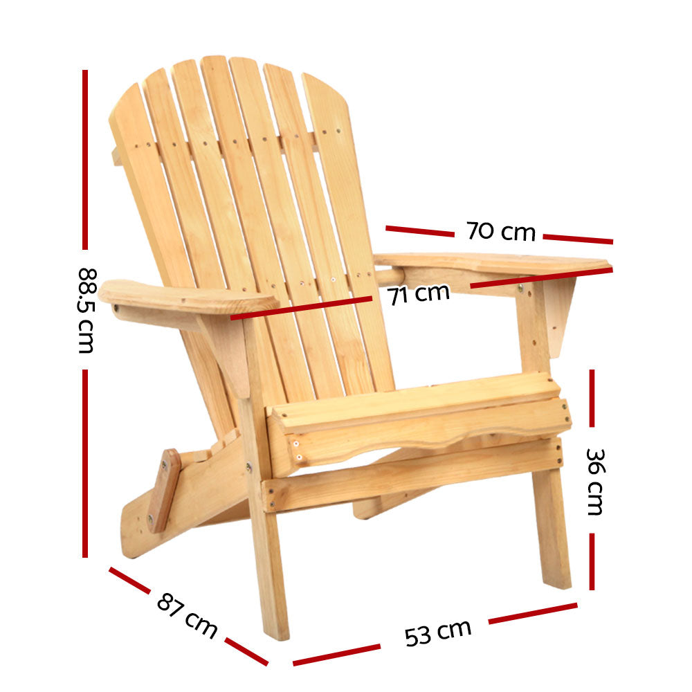 Gardeon Outdoor Chairs Furniture Beach Chair Lounge Wooden Adirondack Garden Patio-Furniture > Outdoor-PEROZ Accessories