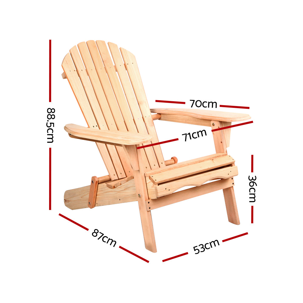 Gardeon Set of 2 Patio Furniture Outdoor Chairs Beach Chair Wooden Adirondack Garden Lounge-Furniture > Outdoor-PEROZ Accessories