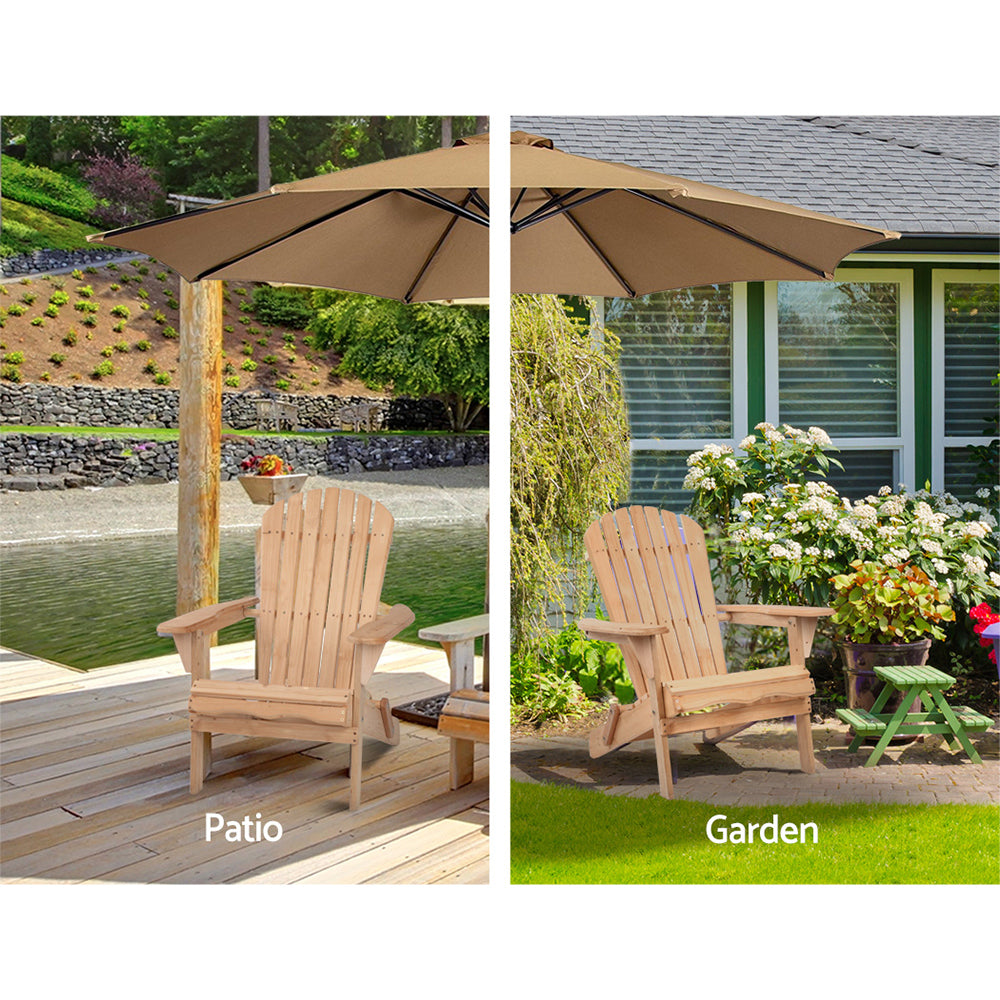 Gardeon Set of 2 Patio Furniture Outdoor Chairs Beach Chair Wooden Adirondack Garden Lounge-Furniture > Outdoor-PEROZ Accessories