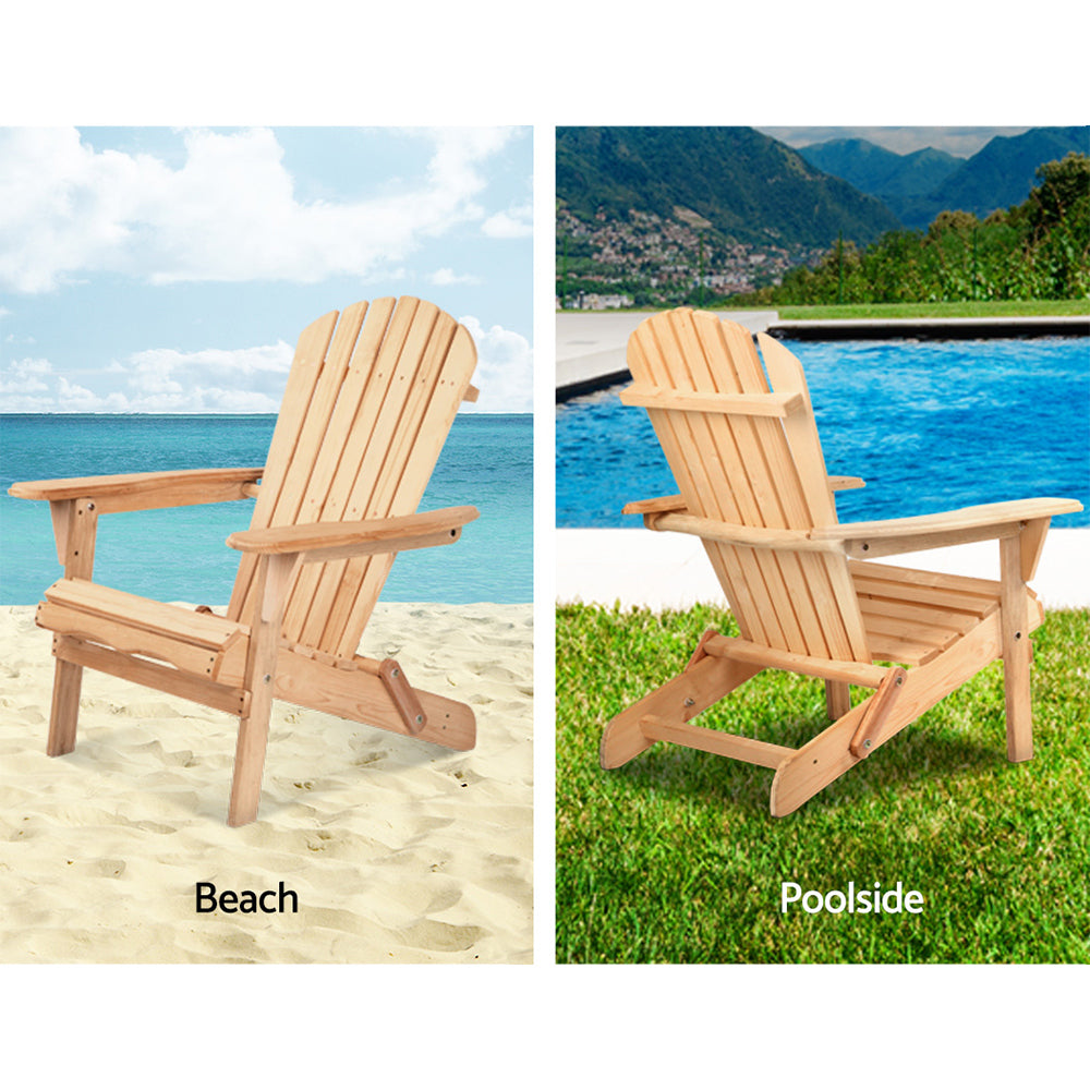 Gardeon Set of 2 Patio Furniture Outdoor Chairs Beach Chair Wooden Adirondack Garden Lounge-Furniture > Outdoor-PEROZ Accessories