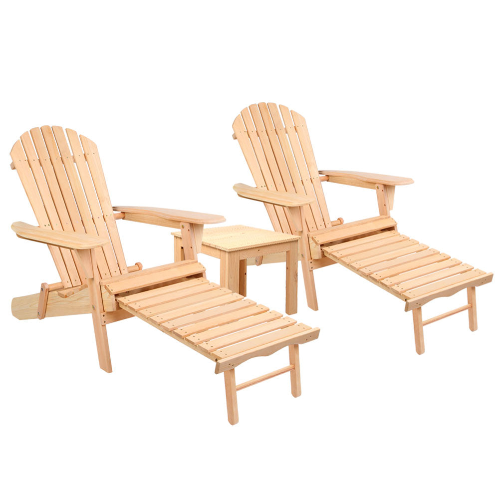 Gardeon 3 Piece Outdoor Beach Chair and Table Set-Furniture > Outdoor-PEROZ Accessories