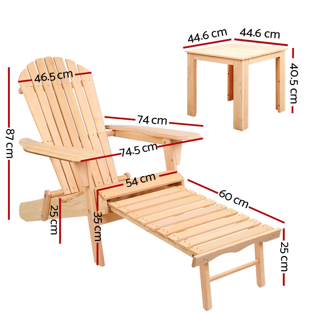 Gardeon 3 Piece Outdoor Beach Chair and Table Set-Furniture > Outdoor-PEROZ Accessories