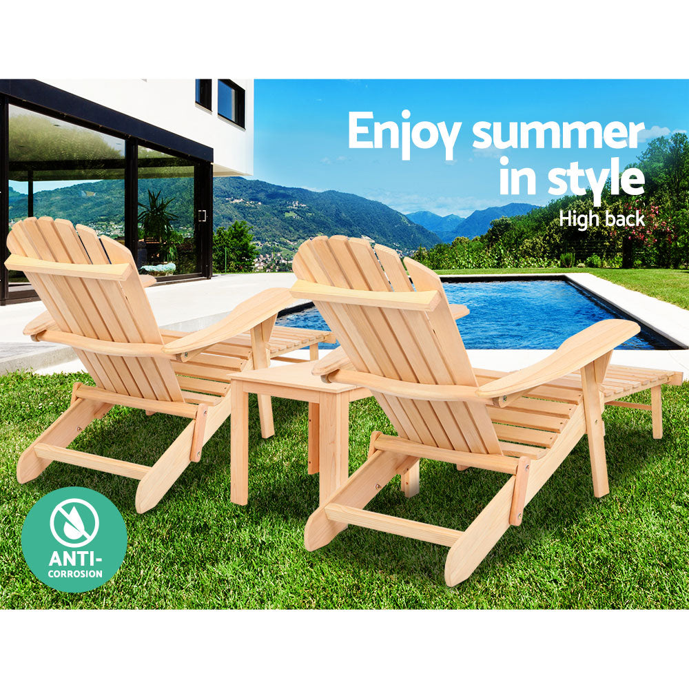 Gardeon 3 Piece Outdoor Beach Chair and Table Set-Furniture > Outdoor-PEROZ Accessories