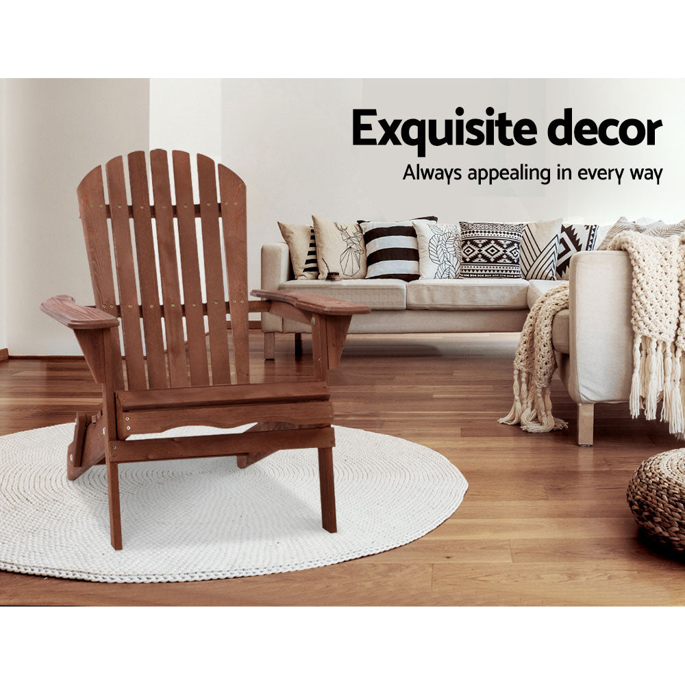 Gardeon Outdoor Furniture Beach Chair Wooden Adirondack Patio Lounge Garden-Furniture > Outdoor-PEROZ Accessories