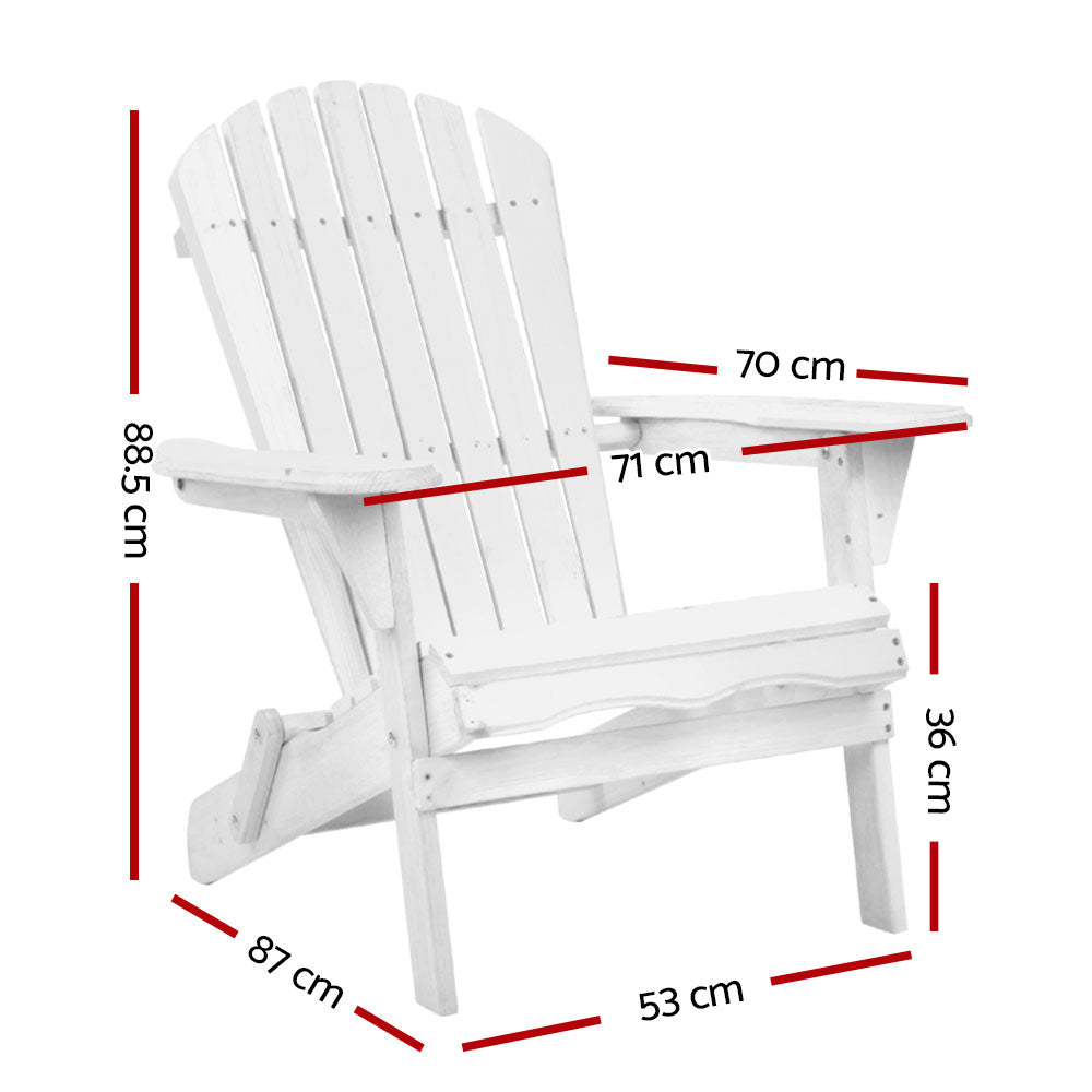 Gardeon Outdoor Furniture Adirondack Chairs Beach Chair Lounge Wooden Patio Garden-Furniture > Outdoor-PEROZ Accessories