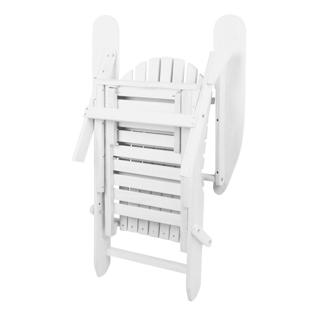 Gardeon Adirondack Beach Chair with Ottoman - White-Furniture > Outdoor-PEROZ Accessories