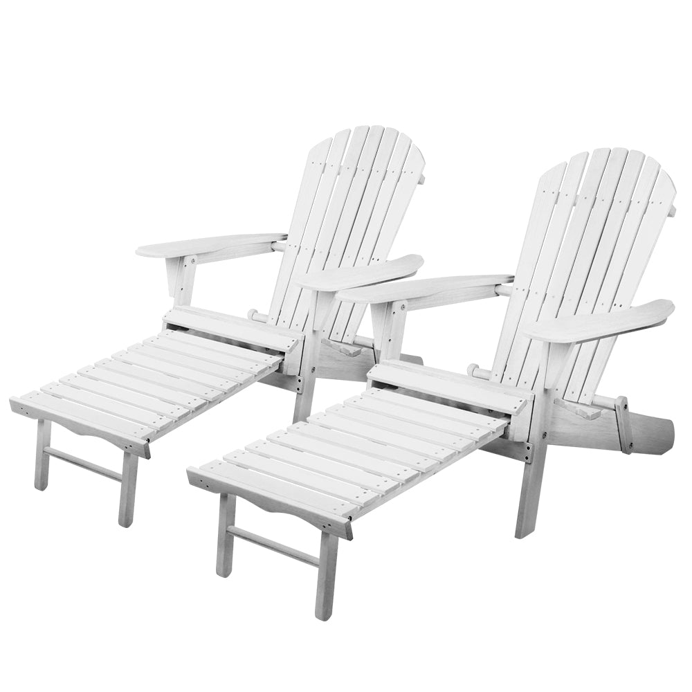 Gardeon Set of 2 Outdoor Sun Lounge Chairs Patio Furniture Lounger Beach Chair Adirondack-Furniture > Outdoor-PEROZ Accessories