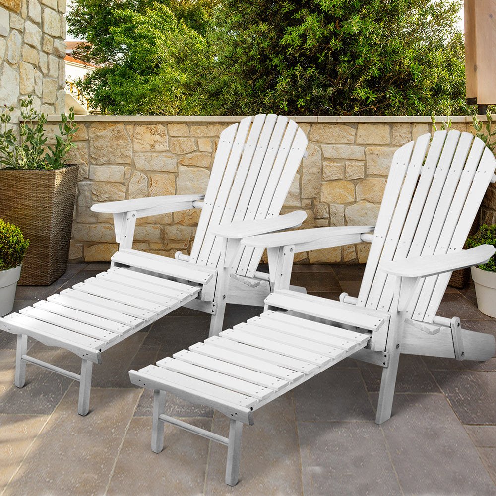 Gardeon Set of 2 Outdoor Sun Lounge Chairs Patio Furniture Lounger Beach Chair Adirondack-Furniture > Outdoor-PEROZ Accessories