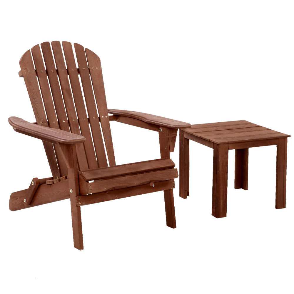 Gardeon Outdoor Folding Beach Camping Chairs Table Set Wooden Adirondack Lounge-Furniture > Outdoor-PEROZ Accessories