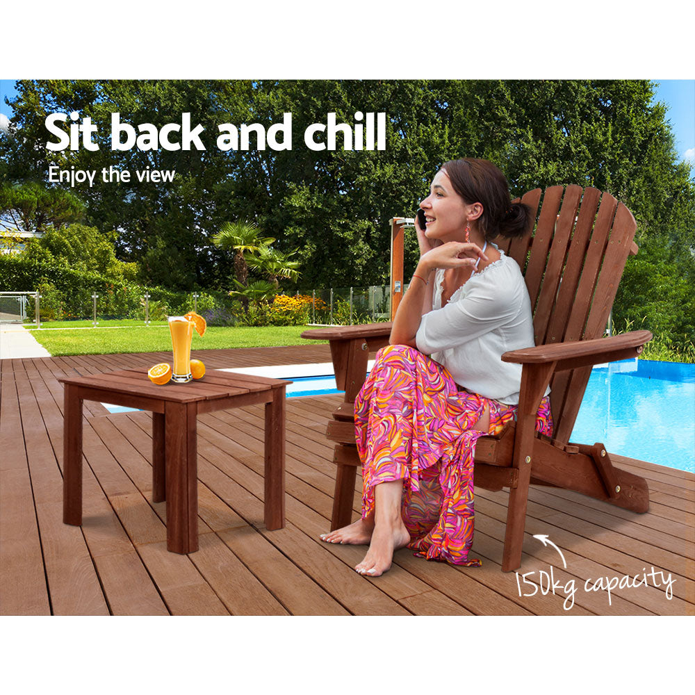 Gardeon Outdoor Folding Beach Camping Chairs Table Set Wooden Adirondack Lounge-Furniture > Outdoor-PEROZ Accessories
