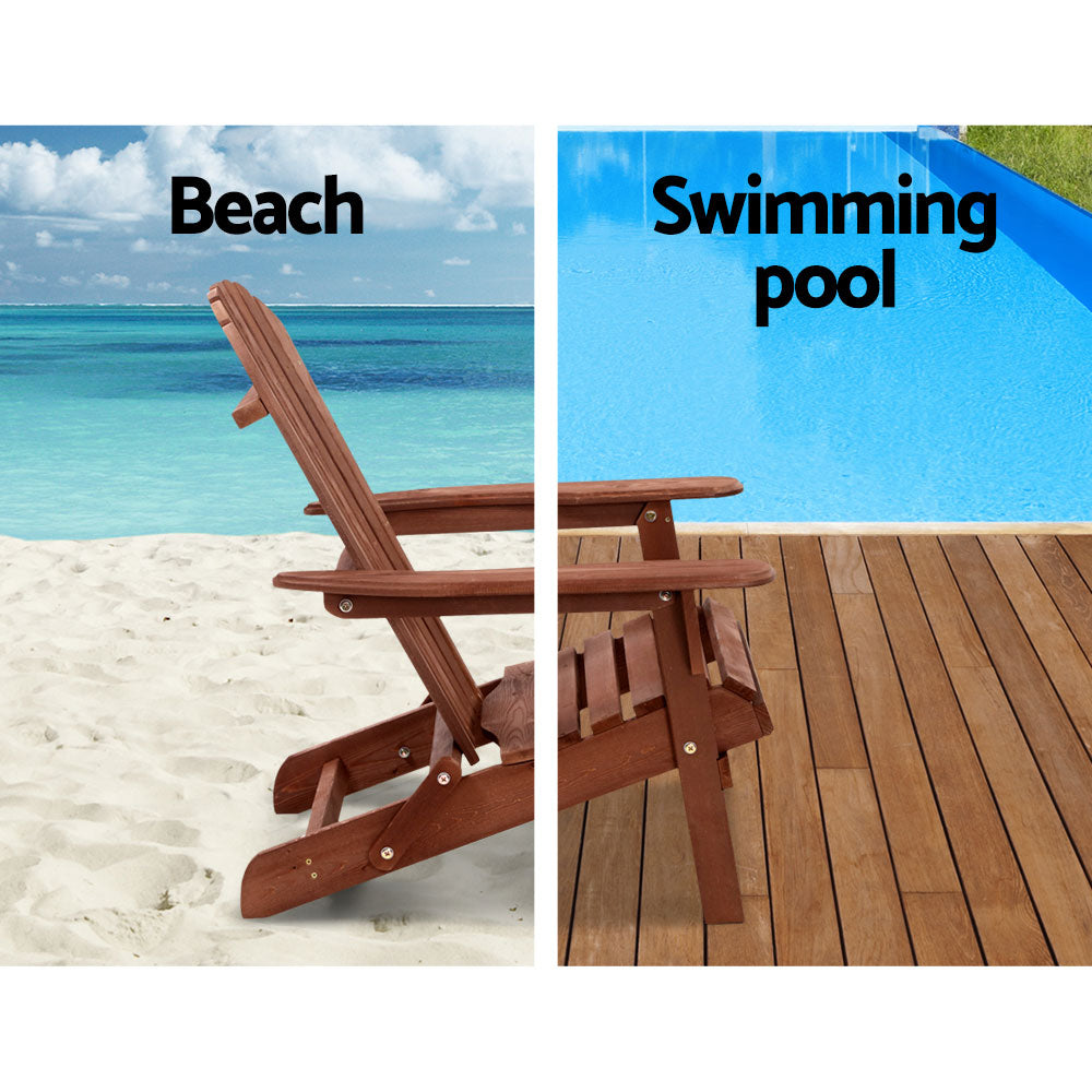Gardeon Outdoor Folding Beach Camping Chairs Table Set Wooden Adirondack Lounge-Furniture > Outdoor-PEROZ Accessories