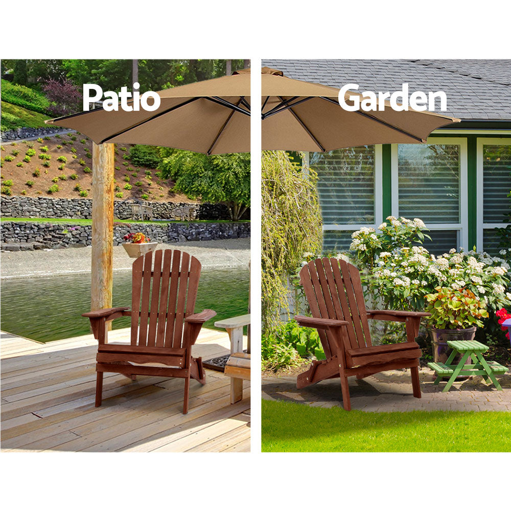 Gardeon Outdoor Folding Beach Camping Chairs Table Set Wooden Adirondack Lounge-Furniture > Outdoor-PEROZ Accessories