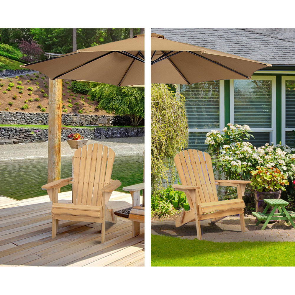 Gardeon 3 Piece Wooden Outdoor Beach Chair and Table Set-Furniture > Outdoor-PEROZ Accessories