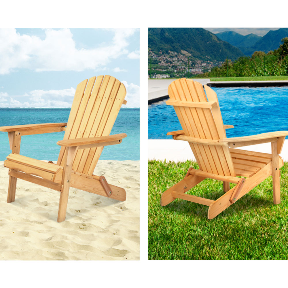 Gardeon 3 Piece Wooden Outdoor Beach Chair and Table Set-Furniture > Outdoor-PEROZ Accessories
