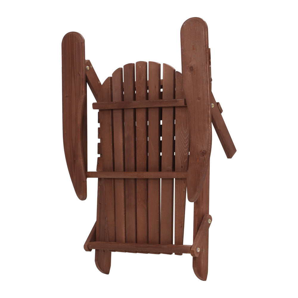 Gardeon 3PC Outdoor Setting Beach Chairs Table Wooden Adirondack Lounge Garden-Furniture > Outdoor-PEROZ Accessories