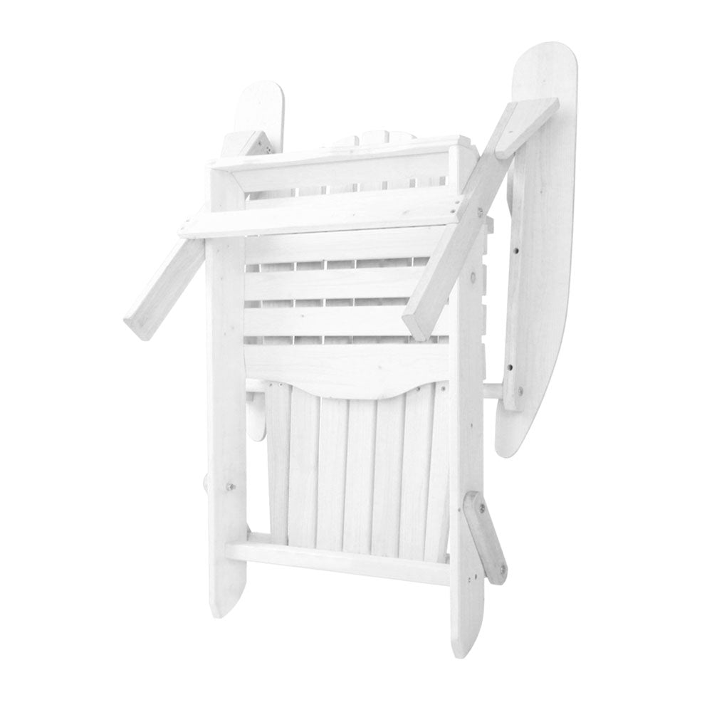 Gardeon 3 Piece Outdoor Adirondack Beach Chair and Table Set - White-Furniture > Outdoor-PEROZ Accessories