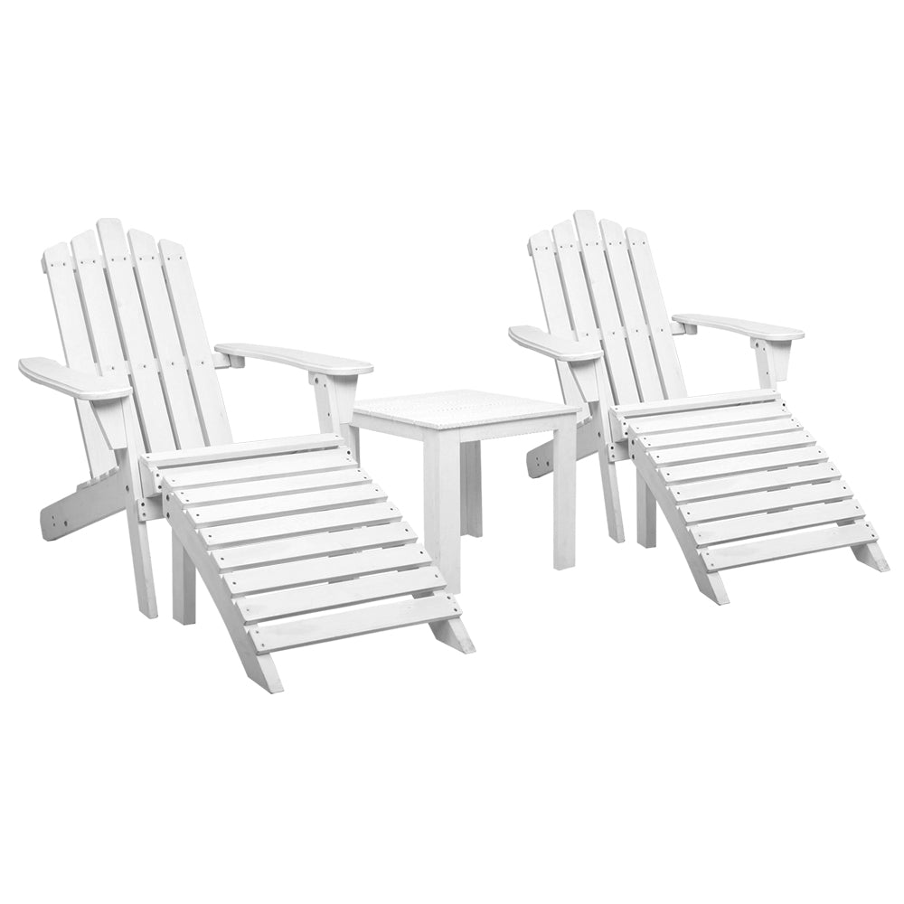 Gardeon Outdoor Sun Lounge Beach Chairs Table Setting Wooden Adirondack Patio Chair-Furniture > Outdoor-PEROZ Accessories
