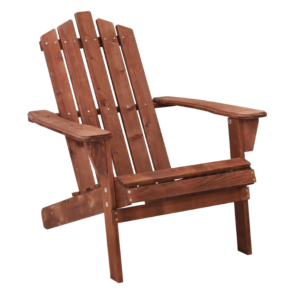 Gardeon Outdoor Sun Lounge Beach Chairs Table Setting Wooden Adirondack Patio Brown Chair-Furniture > Outdoor-PEROZ Accessories