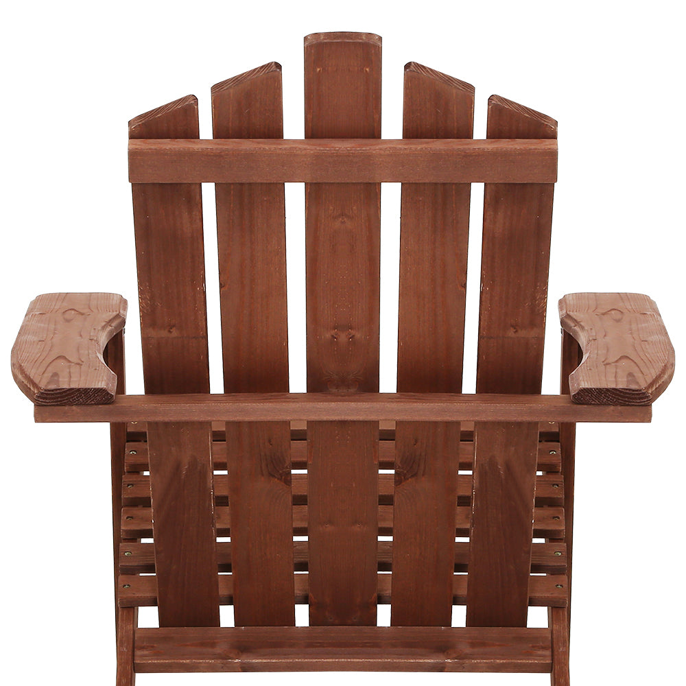 Gardeon Outdoor Sun Lounge Beach Chairs Table Setting Wooden Adirondack Patio Brown Chair-Furniture > Outdoor-PEROZ Accessories