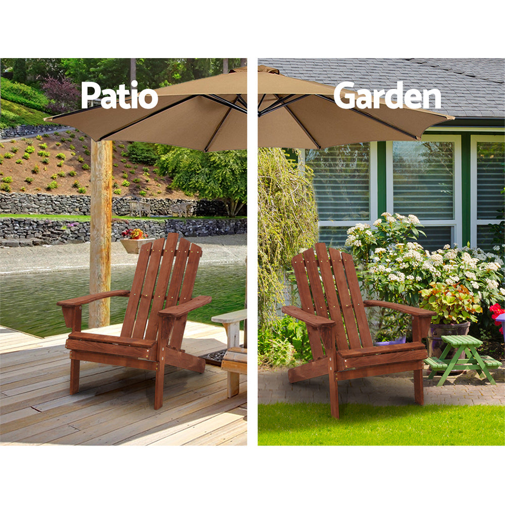 Gardeon Outdoor Sun Lounge Beach Chairs Table Setting Wooden Adirondack Patio Brown Chair-Furniture > Outdoor-PEROZ Accessories