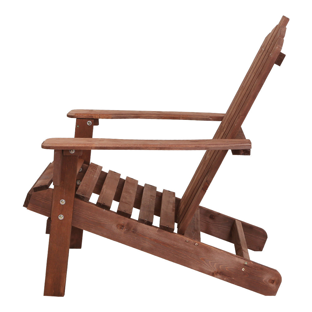 Gardeon Outdoor Sun Lounge Beach Chairs Table Setting Wooden Adirondack Patio Chair Brown-Furniture > Outdoor-PEROZ Accessories