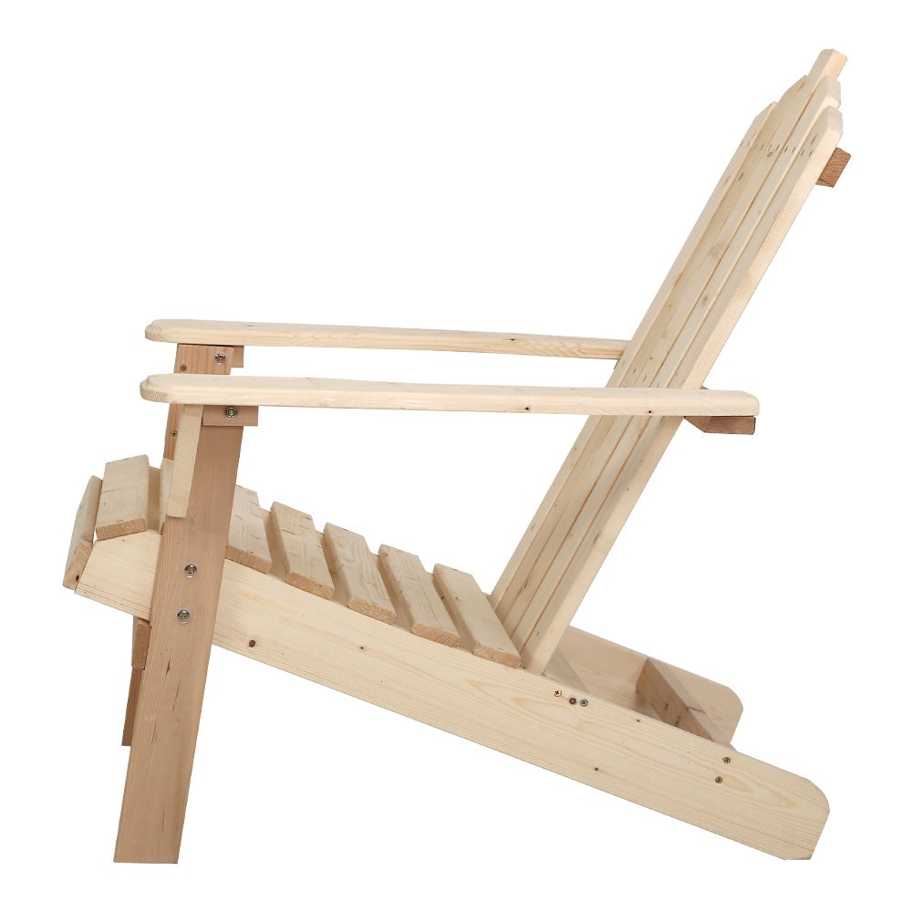 Gardeon Outdoor Sun Lounge Beach Chairs Table Setting Wooden Adirondack Patio Natural Wood Chair-Furniture > Outdoor-PEROZ Accessories