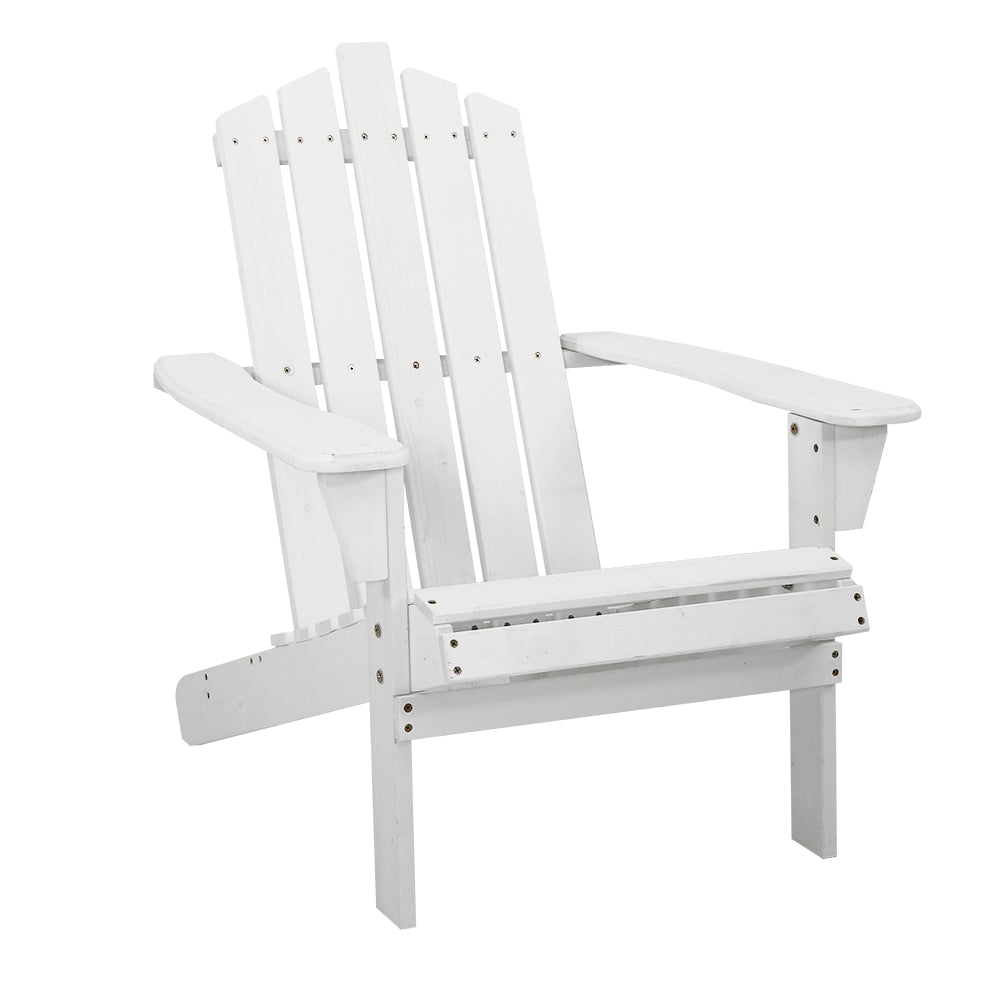 Gardeon Outdoor Sun Lounge Beach Chairs Table Setting Wooden Adirondack Patio - White-Furniture > Outdoor-PEROZ Accessories