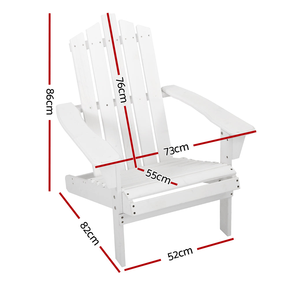 Gardeon Outdoor Sun Lounge Beach Chairs Table Setting Wooden Adirondack Patio - White-Furniture > Outdoor-PEROZ Accessories
